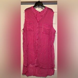 Hot Pink Striped High Low Blouse
